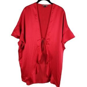 🌹 Victoria’s Secret Red Satin Heart Robe One Size Romantic Kimono